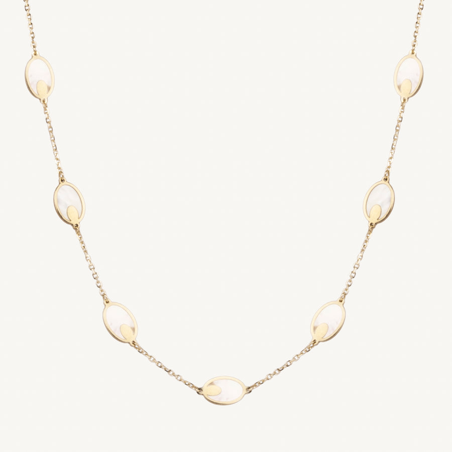Gold Oval Inlay Necklace