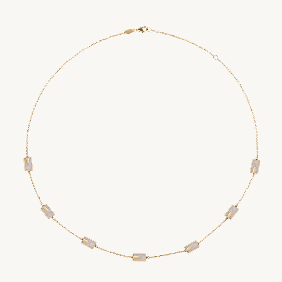 Gold Rectangle Inlay Necklace