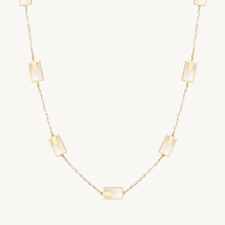 Gold Rectangle Inlay Necklace