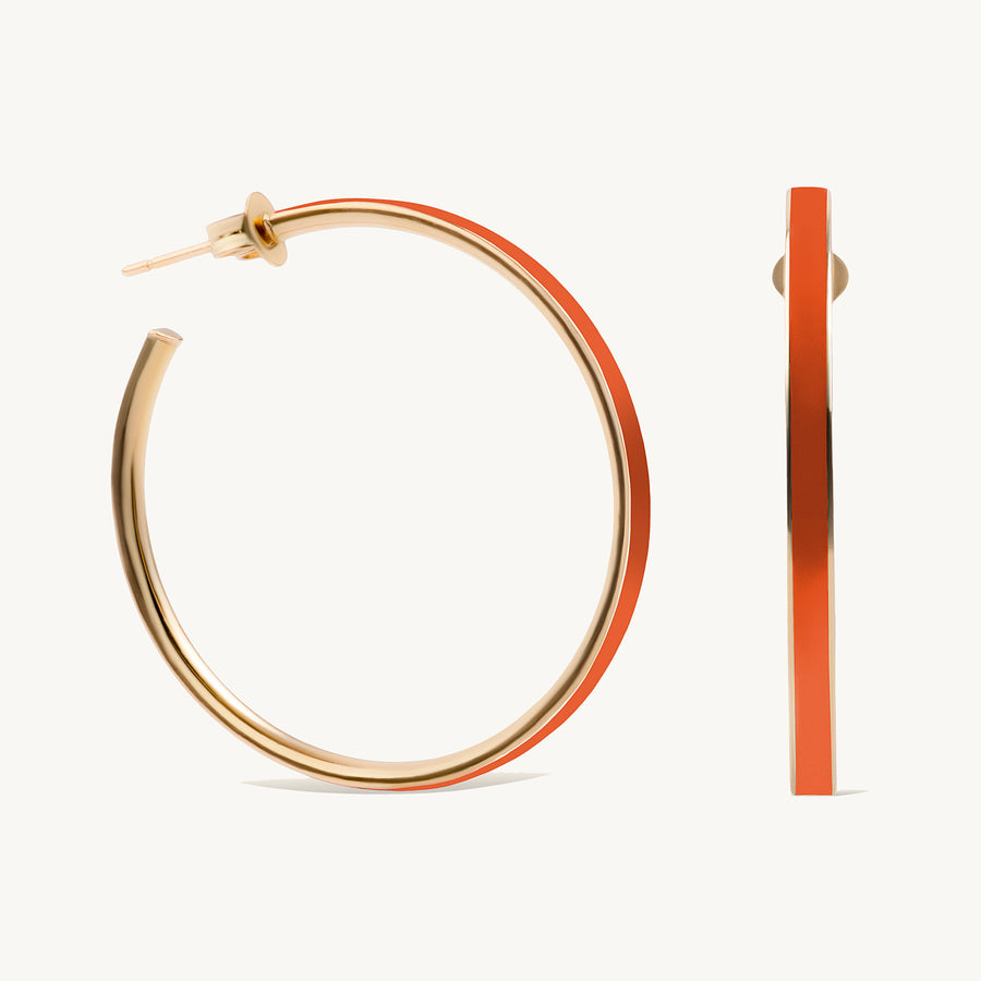 Orange Enamel hoop earrings