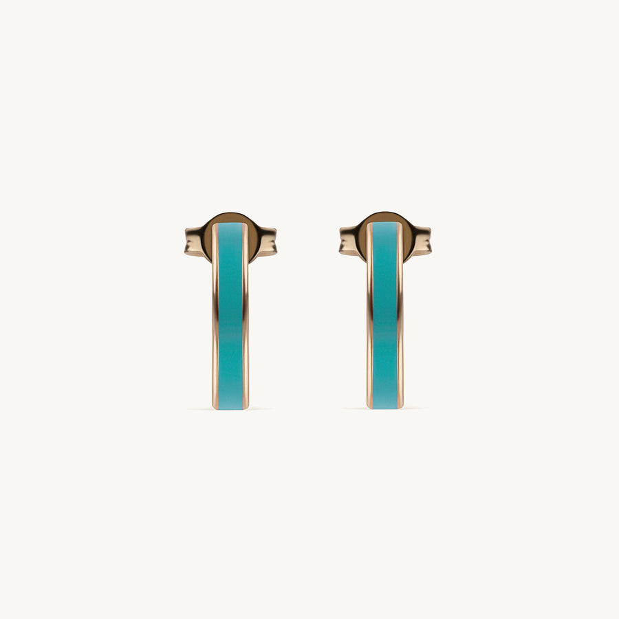 blue enamel hoop earrings
