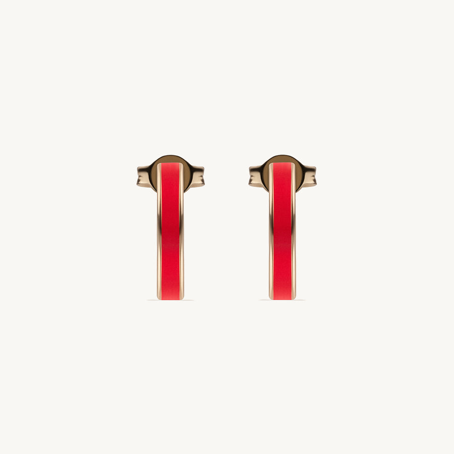 Red Enamel hoop earrings