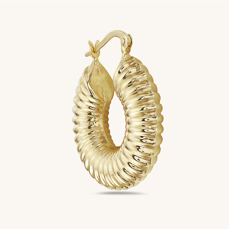 Gold Puffed Textured Hoops