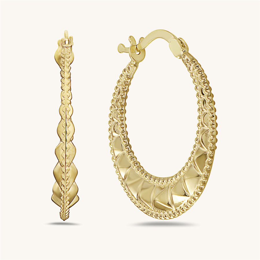 Gold Pyramid Hoop Earrings