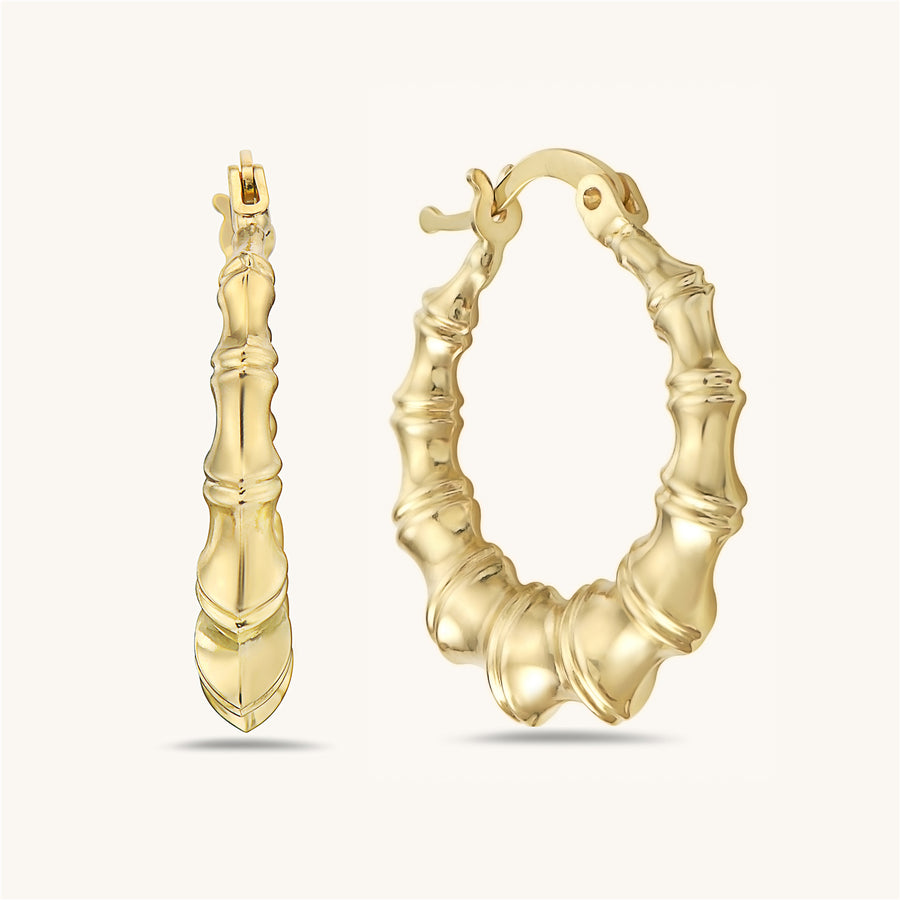 Gold Bamboo Hoop Earrings
