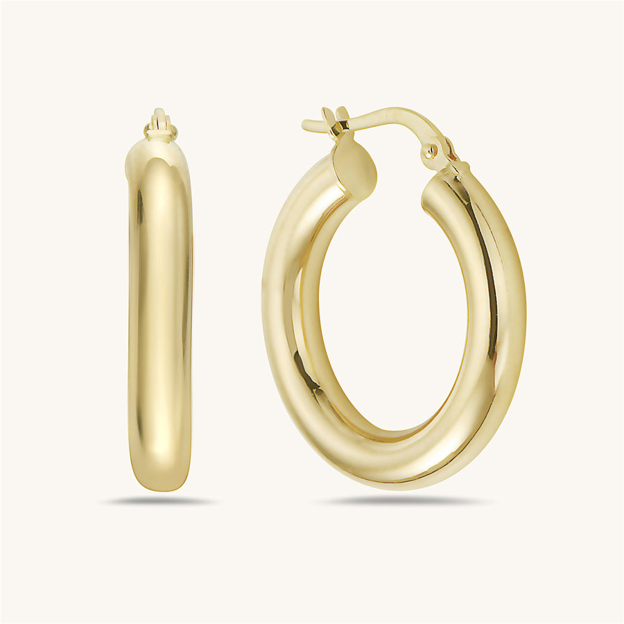 Gold Tube Hoop Earrings