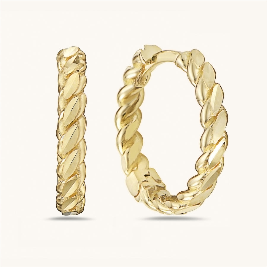 Gold Twisted Huggie-Hoop Earrings