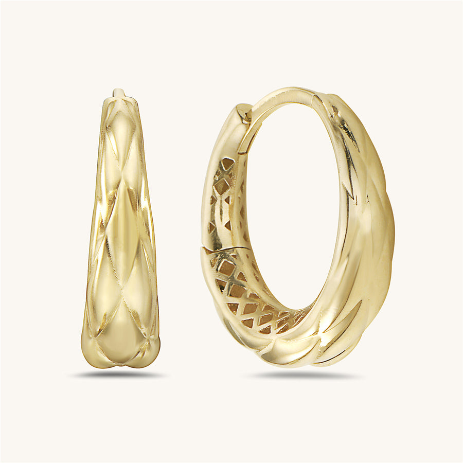 Gold Quilted Hoop Earrings