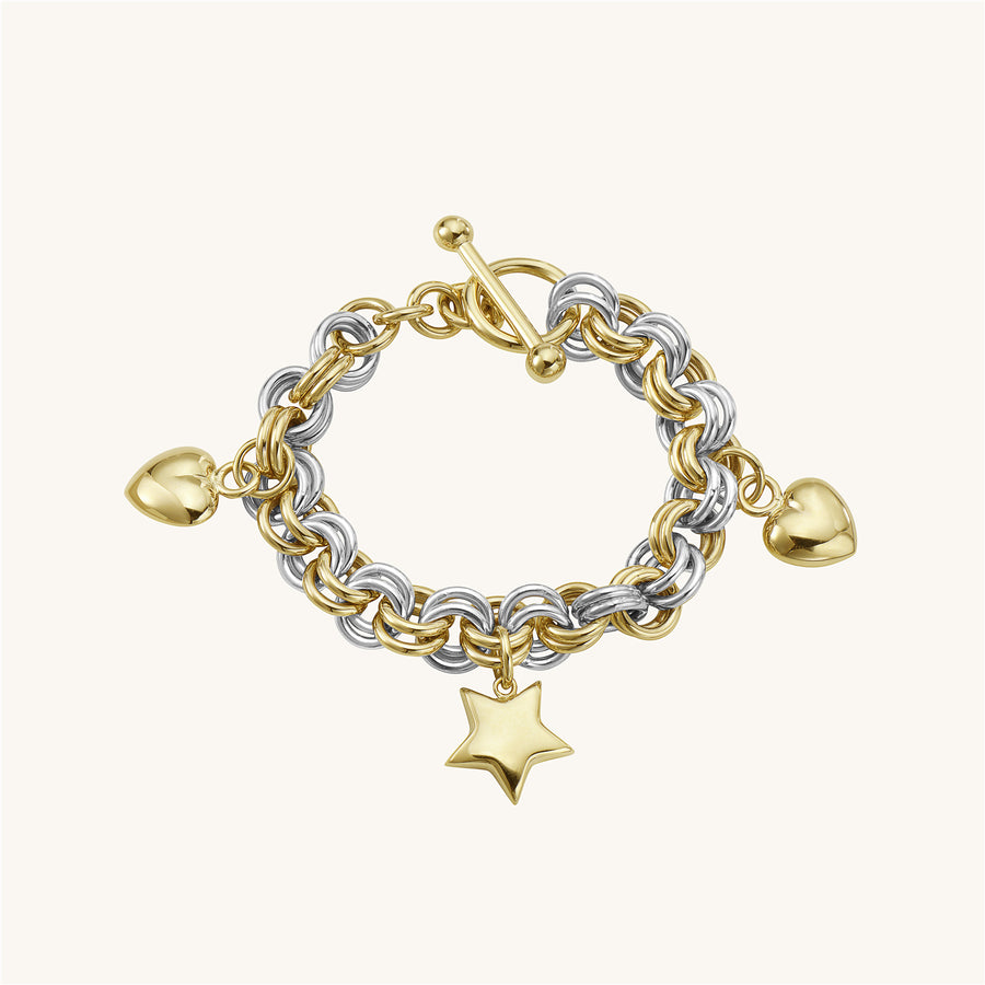 Toggle Link Chain Bracelet With Charms