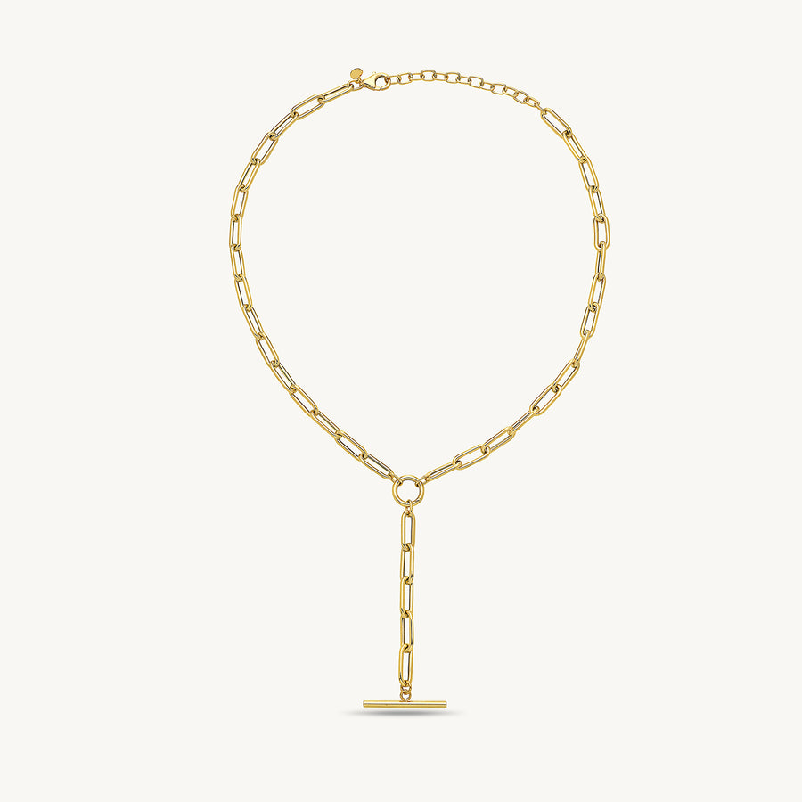 Y Paperclip Link Gold Chain